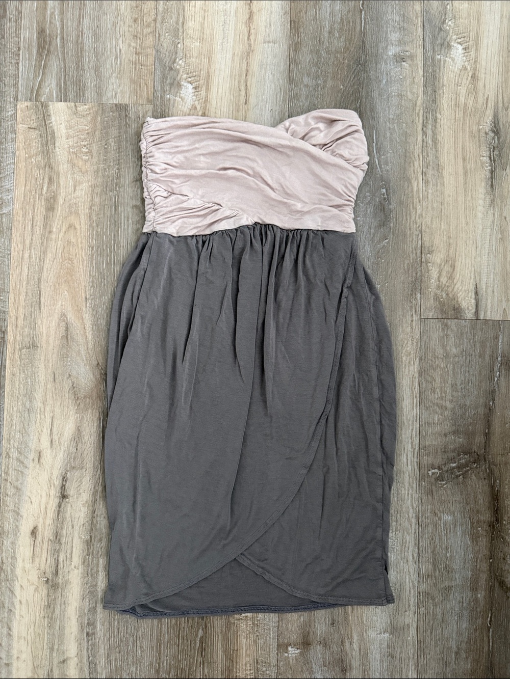 Aqua Strapless Two-Tone Blush and Charcoal Dress